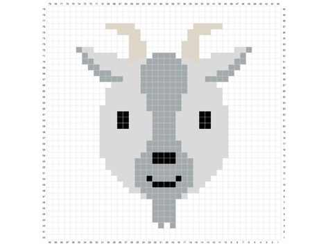 Free Crochet Baby Blanket Pattern | c2c Crochet Goat Blanket Pattern Goat Knitting Chart, Goat Cross Stitch Pattern Free, Goat Pixel Art, Goat Blanket, Goat Cross Stitch, Beginner Cross Stitch Patterns Free, Crochet Blanket Squares, Goat Crochet, Corner Crochet Blanket