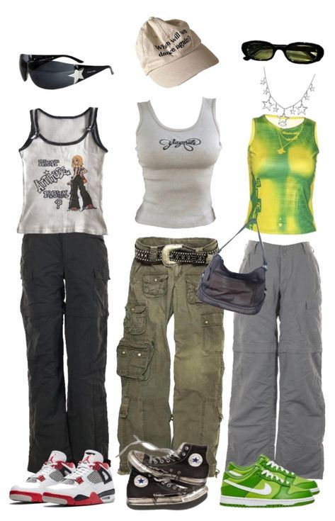 Grunge Y2k Outfits Street Styles, Styling Tank Tops, Y2k Tank Top Outfit, Highschool Fashion, 2000s Street Style, 2000 Outfit, Y2k Fashion Street Styles, Y2k Outfits Street Styles, Outfit Wishlist