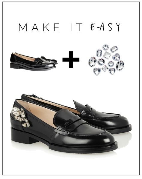 Make it Easy: Crystal Embellished Loafers | Fall For DIY Minion Shoes, Shoe Makeover, Disney Toms, Upcycle Clothes Diy, Summer Shoe, Disney Shoes, Hand Painted Shoes, Michael Kors Outlet, Make It Easy