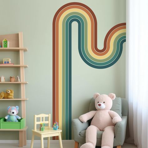 PRICES MAY VARY. Large Size: the total size of rainbow wall sticker is about 65inch x116inch, and the sheet size is: 12inch x 36inch x 9pcs. The sticker can be easily peeled off, the size can cover your wall well, the gentle watercolors will add charm and comfort to your space, bringing pleasant mood Reliable Material: the rainbow room decor for girls bedroom is suitable for smooth flat, dry and clean surfaces, made of quality vinyl material, safe without odor smell, waterproof and with good adh Rainbow Boys Room, Rainbow Themed Bedroom, Rainbow Room Decor, Pastel Rainbow Wall, Rainbow Room Kids, Decal Wallpaper, Bedroom Cartoon, Wall Decor Colorful, Wallpaper For Kids