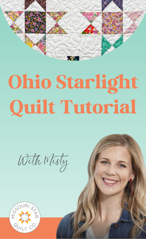 Save this tutorial for the Easy Simple Square Ohio Starlight Quilt. Today, Misty's tutorial will have you saying, "Star light, star bright!" She shows you how to make a gorgeous rendition of the classic Ohio Star by using 10" squares to add four-patch blocks at the corners to make a lovely secondary pattern. Missouri Quilt Tutorials, Missouri Quilt Company, Missouri Star Quilt Company Tutorials, Missouri Star Quilt Tutorials, Layer Cake Patterns, Cake Pattern, Missouri Quilt, Ohio Star, Kaleidoscope Quilt