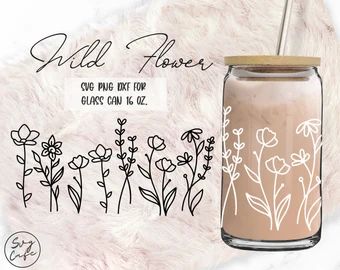 Glass Tumbler Design, Cute Coffee Cups, 16oz Glass Can, Flower Cup, Diy Cups, Cricut Craft Room, Diy Cricut, Flower Svg, Teacher Ideas