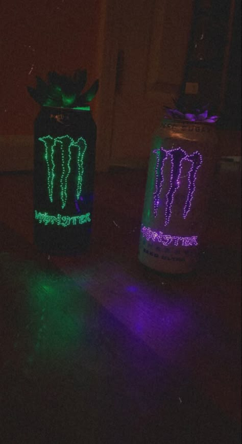 Ideas To Do With Monster Cans, Monster Light Can, Monster Can Painting Ideas, Monster Energy Light, Monster Can Butterflies, Ideas For Monster Cans, What To Do With A Monster Can, Things To Do With A Monster Can, Energy Drink Can Crafts