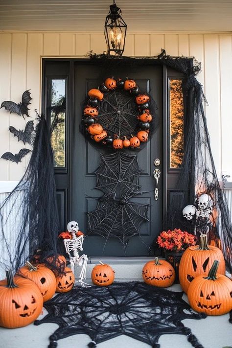 Spooky Front Porch Decor, Spooky Front Porch, Cheap Halloween Decorations, Party Projects, Front Porch Decor, Outdoor Halloween, Halloween Outdoor Decorations, Porch Decor, Autumn Home