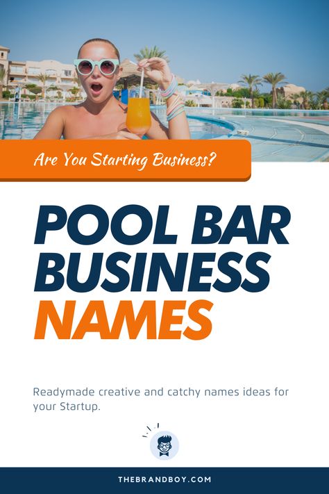 Relaxing in a swimming pool bar is one of the greatest fantasies if maximum people. The same is true for the people in the US. It is an ideal place to relax and unwind after a hard day at work. #BusinessNames #CatchyNames #NamesIdea #SmallBusinessNames #PoolBarNames Swimming Pool Bar, Bar Business, Business Name Ideas, Next Brand, Catchy Names, Swim Up Bar, Restaurant Names, Names Ideas, Pool Bar