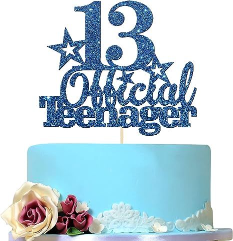 Amazon.com: Deep Blue 13 Official Teenager Birthday Cake Topper for Boy or Girl, Happy 13th Birthday Party Decoration, Hello 13, Cheers to 13 Years, 13th Anniversary Party Supplies : Grocery & Gourmet Food Birthday Cake For 13 Year Boy, Teenager Birthday Cake, 13th Birthday Boys, 13th Birthday Party, Teen Cakes, 13th Anniversary, Teenager Birthday, Happy 13th Birthday, 13th Birthday Parties