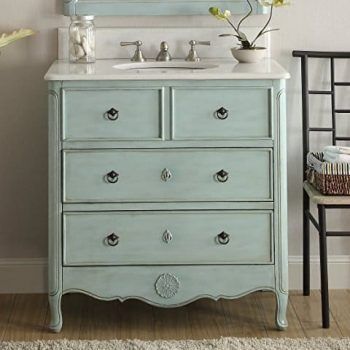 Paint Vanity, Sink Dresser, Dresser Sink, Chic Vanity, Antique Bathroom, French Country Bathroom, Blue Vanity, Antique Vanity, Country Bathroom