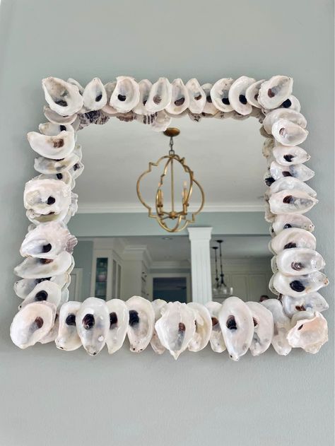 Hand-Made Oyster Shell Mirror Oyster Mirror, Oyster Shell Mirror, Shell Mirror, Island Home, Oyster Shell, The Frame, The Gold, Picture Show, Hand Made