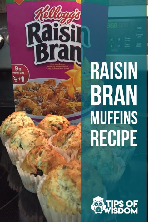 Raisin Bran Muffin Recipe. Easy DIY breakfast cereal muffins with Raisin Bran. Raisen Bran Muffins, Rasin Bran Muffins, Raisin Bran Cereal Muffins, Bran Cereal Muffins, Cereal Muffins, Raisin Bran Muffin Recipe, Bran Muffin Recipe, How To Make Raisins, Raisin Bran Cereal