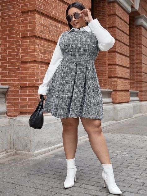 Tweed Outfits, Plus Size Fall Outfit, Business Outfits Women, Classy Work Outfits, Tweed Dress, Curvy Outfits, Fashion Sale, Work Attire, Outfits Casuales