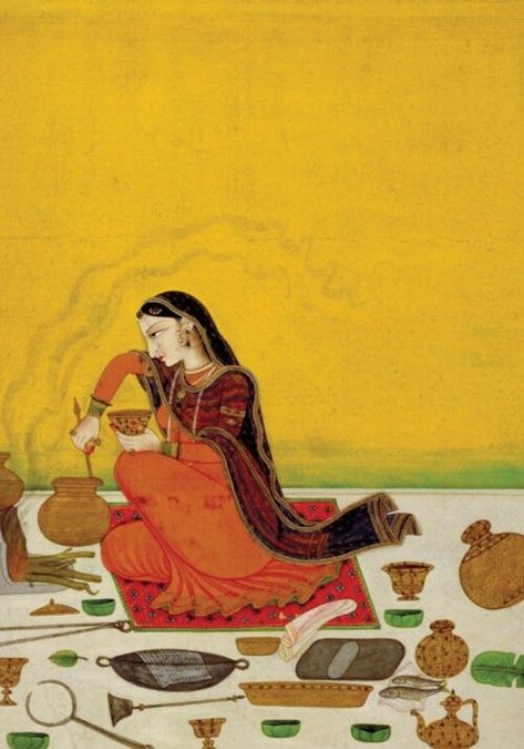 AYURVEDA TOOLBOX: The Art & Science of Abhyanga 〰️ Ayurvedic Self-Massage | Daily Ritual Indian Miniature Paintings, Paintings Women, Herbs For Protection, Ayurvedic Spa, Women At Work, Indian Miniature, Calming Oils, Miniature Paintings, Spring Awakening