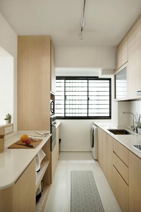 Tampines Street 61 | HDB (2020) by Authors • Interior & Styling | Qanvast Dark Scandinavian Interior, Kitchen Ideas Hdb, Kitchen Window Design, Dining Room Renovation, Singapore Interior Design, Singapore Interior, Interior Design Singapore, Interior Design Dining Room, Dining Room Interiors