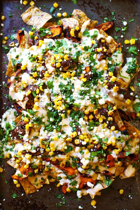 Multigrain Chips, Potato Nachos, Healthy Grilled, Sweet Potato Nachos, Pinch Of Yum, Grilled Sweet Potatoes, Healthy Grilling, Nachos Recipe, Roasted Corn