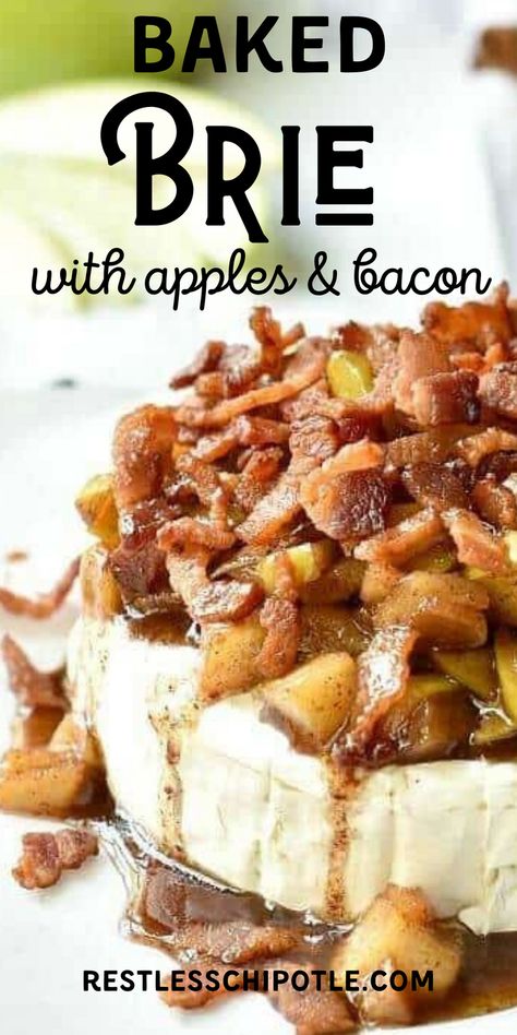 Baked Brie With Apples, Brie With Apples, Brie Cheese Appetizer, Baked Brie Cheese, Brie Recipes Appetizers, Brie Sandwich, Baked Brie Recipes, Brie Appetizer, Weight Watcher Desserts