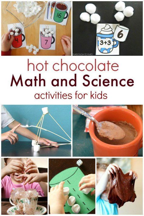 Hot Chocolate Math and Science Activities for Kids- Hands-on winter learning with a favorite treat! Science Activities For Middle School, February Homeschool, Math And Science Activities, Chocolate Activities, January Themes, The Chocolate Touch, Prek Ideas, Winter Science, Mad Scientists