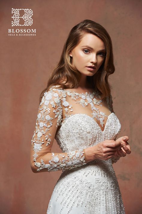 For the fashion forward bride, bodysuits are a glamorous way to add sheer coverage to any gown. Soft tulle with hand beaded intricate detail lays under the gown to provide a seamless look. Unique Bodysuit, Bridal Bodysuit, Size 12 Wedding Dress, Sheath Wedding Gown, Wedding Dress Alterations, Beaded Tulle, Wedding Dress Sizes, Ivory Wedding Dress, Formal Dresses For Weddings