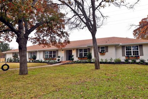 Life Is Just a Tire Swing: A Woodway, Texas Fixer-Upper | HGTV's Fixer Upper With Chip and Joanna Gaines | HGTV Brick Ranch Remodel, Painted Brick Ranch, Exterior House Siding, Best Exterior Paint, Ranch Remodel, Brown Roof, Tire Swing, Brick Ranch, Exterior Paint Colors For House