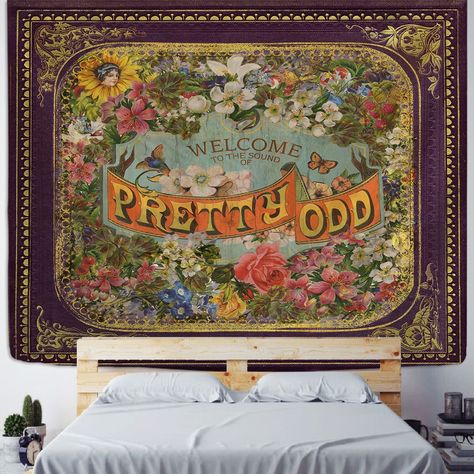 Tapestry Aesthetic, Living Room Tapestry, Trippy Tapestry, Art Aesthetics, Mandala Tapestries Wall Hangings, Room Tapestry, Aesthetic Living Room, Flower Market Poster, Hippie Tapestry