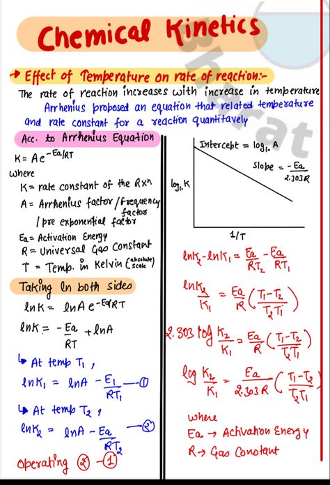 Chemical Kinetics Formula Sheet, Chemical Kinetics Notes Class 12, Thermochemistry Notes, Chemistry Flashcards, Chemistry Formulas, Chem Notes, Study Physics, Formula Sheet, Inorganic Chemistry