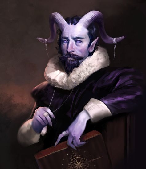 ArtStation - Tiefling Gentleman, Amber Goodhart Dnd Tiefling, Dnd Bard, Tiefling Bard, Fantasy Portraits, Fantasy Races, Dungeons And Dragons Characters, Dnd Art, Dungeons And Dragons Homebrew, Wow Art