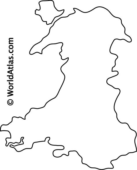 Outline Map of Wales Wales Tattoo Ideas, Wales Tattoo, Welsh Tattoo, Map Of Wales, Border Tattoo, Wales Country, Welsh Art, Wales Map, Gower Peninsula