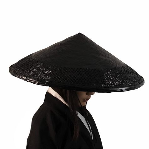 PRICES MAY VARY. 100%bamboo Hand Wash Only Crafted entirely from premium bamboo straw, this hat features a black painted surface and intricate weaving using high-quality, first-layer bamboo skin. The mesh is also finely woven to further enhance the hat's durability and quality. With an adjustable retention cord, this bamboo straw hat stays securely in place even on windy days, eliminating the risk of it being blown away. Adjusting the size of the inner ring is easy - simply use the palm of your Japanese Straw Hat Samurai, Kasa Hat, Straw Hat Aesthetic, Japanese Hat, Samurai Hat, Bamboo Hat, Chinese Hat, Bamboo Hats, Black Straw Hat