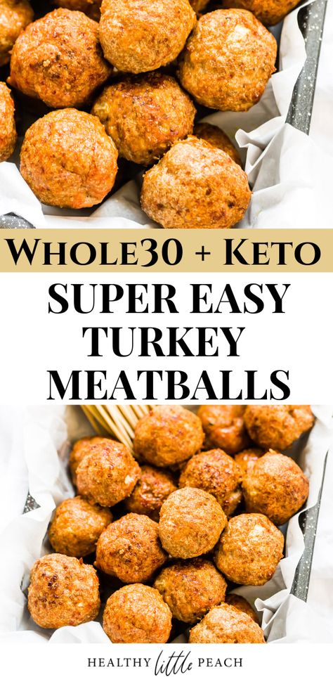 · These all purpose turkey meatballs are perfect for a light weeknight dinner, an amazing snack, or even us for your weekly meal prep recipe. These are Paleo, Keto, Whole30, and Gluten Free. #keto #ketomeatballs #turkeymeatballs #whole30recipes #whole30meatballs #meatballs Macro Dinner, Keto Meats, Meatballs Healthy, Paleo Entrees, Easy Turkey Meatballs, Turkey Meatballs Healthy, Pantry Meals, Macro Recipes, Whole30 Chicken