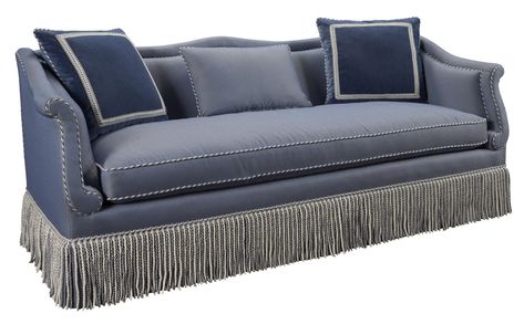 Julia Gray Belle Epoch Sofa | EJ Victor Blue Grey Couch, Royal Sofa, Bullion Fringe, The Big Comfy Couch, Belle Epoch, Grey Couch, Upscale Furniture, Furniture Details Design, Elegant Chair