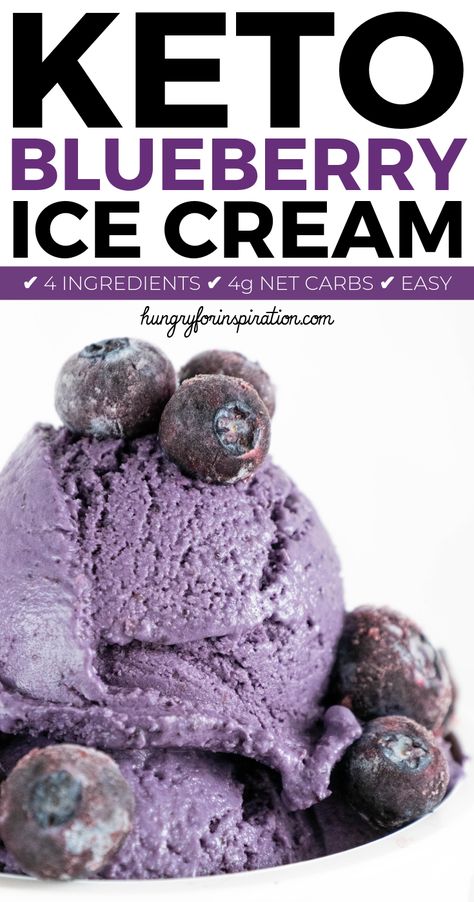 Sugar Free Keto Blueberry Ice Cream with only 4g net carbs per serving and 4 ingredients needed! Super easy to make and 100% low carb. Keto friendly low carb blueberry ice cream #ketoicecream #lowcarbicecream #blueberryrecipes #ketotreat #ketodessert Blueberry Ice Cream Recipe, Low Carb Blueberry, Keto Blueberry, Blueberry Ice Cream, High Protein Desserts, Low Carb Ice Cream, Shake Diet, Desserts Keto, Pure Protein