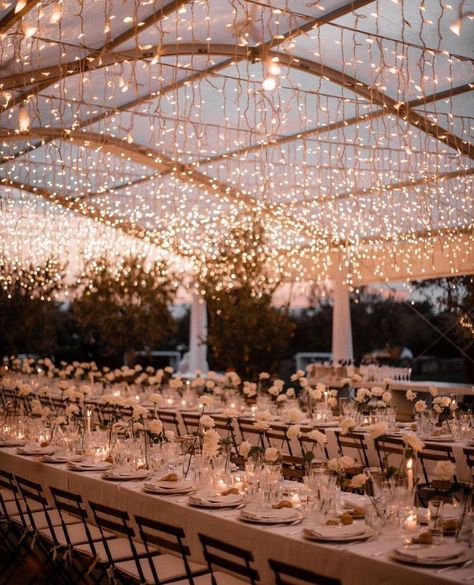 Italy Wedding Bride on Instagram: “For the love of rose and fairy lights 🤩✨ Visit www.theitalyweddingbride.com for more inspiration ✨ Photography @tali__photography Floral…” Fairy Lights Wedding, Starry Night Wedding, Wedding Table Flowers, Wedding Tent, Minimal Wedding, Outdoor Wedding Decorations, Salou, Wedding Mood Board, Indoor Wedding