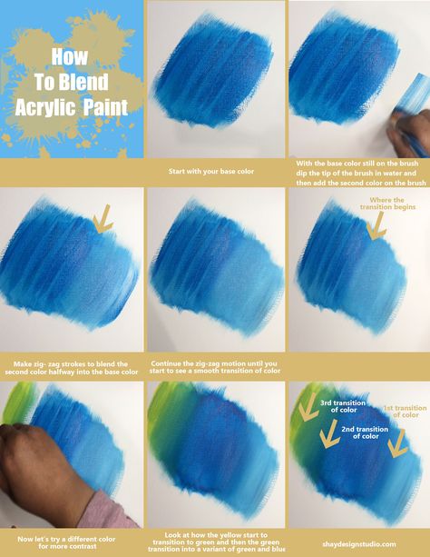 Step by step tutorial on how to blend acrylic paint Blend Acrylic Paint, Coastal Dining, Acrylic Painting Diy, Acrylic Painting Lessons, Acrylic Painting Tips, Acrylic Painting For Beginners, Acrylic Painting Techniques, Acrylic Painting Tutorials, Canvas Painting Diy