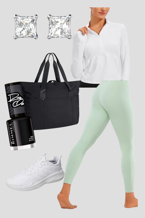 Elevate your workout style with this trendy gym outfit featuring mint green leggings and white top. Perfect for yoga, running, or weight training, these leggings offer a flattering fit with a pop of color. Paired with an oversized hoodie for a chic, comfortable look. Ideal for fitness enthusiasts who love staying fashionable at the gym! #GymOutfit #MintGreenLeggings #ActivewearStyle #affiliate Chic Gym, Mint Green Leggings, Workout Style, Gym Outfits, Green Leggings, Activewear Fashion, Oversized Hoodie, At The Gym, Weight Training