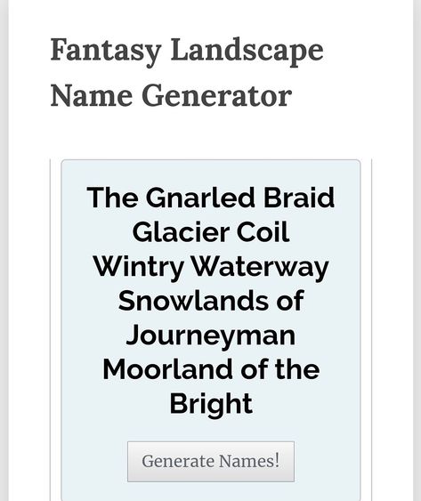 Looking for a generator to help with worldbuilding and map making? Check out my fantasy landscape name generator! Names Generator, Fantasy Realm, Map Making, Final Destination, Name Generator, Uncharted, Mountain Range, Fantasy Landscape, Art Collection