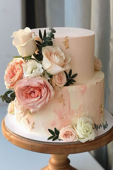 Recipe Birthday Cake, Cake Recipe Birthday, Cakes For Easter, Blush Wedding Cake, Wedding Cake With Pink, Pink Wedding Cakes, Summer Wedding Theme, Beautiful Birthday Cake, Classic White Wedding