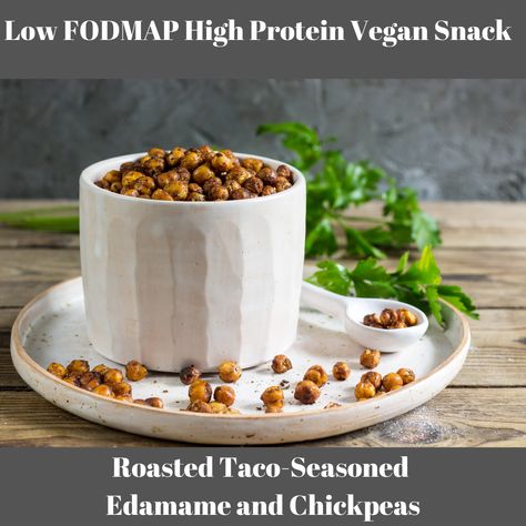 YIELD: 10 SERVINGS Get out a little container and fill it up with these easy-to-carry spicy protein nibbles. Baked to just the right crispness, they are made to enjoy on your day out. They also make great holiday appetizers. Recipe: https://casadesante.com/blogs/low-fodmap-meal-plans-low-fodmap-recipes/low-fodmap-high-protein-vegan-snack-roasted-taco-seasoned-edamame-and-chickpeas Seasoned Edamame, Low Fodmap High Protein, Paleo Low Fodmap, Recipes Low Fodmap, High Protein Vegan Snacks, Low Fodmap Foods, Frozen Edamame, Low Fodmap Diet Plan, Foods For Gut Health