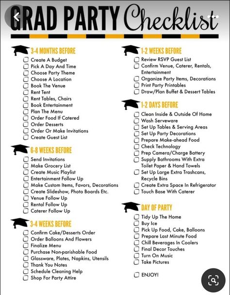 8th Grade Grad Party Ideas, 8th Grade Party Ideas, Grad Party Checklist, Graduation Party Planning Checklist, Tent Drawing, Party Planning Checklist, 8th Grade Graduation, Party Checklist, Graduation Party Planning