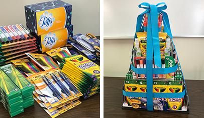 How To Make a School Supply Cake - PTO Today Teacher Supply Cake, Appreciation Baskets, Luncheon Themes, School Supply Cake, Candy Poems, Teacher Appreciation Luncheon, Teacher Appreciation Doors, School Supplies Cake, Volunteer Appreciation Gifts