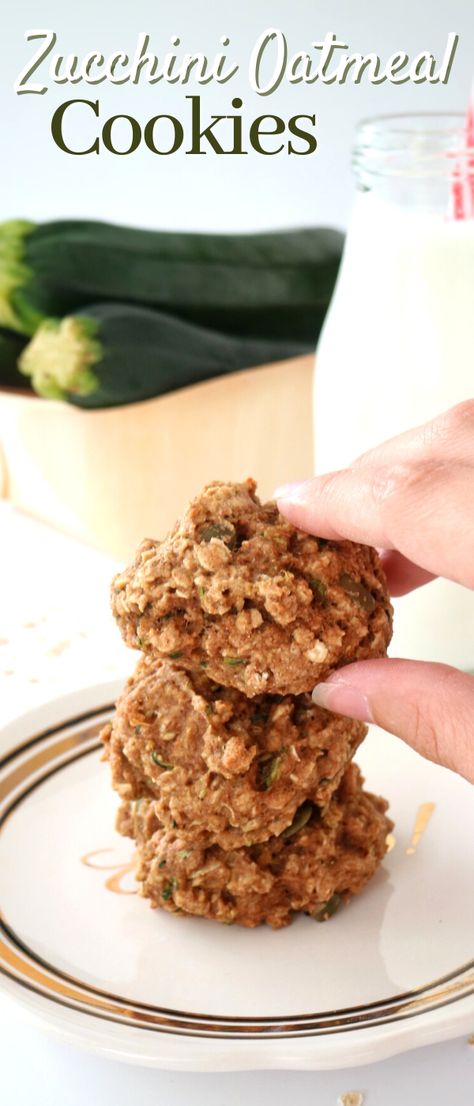 A quick & easy recipe for Zucchini Oatmeal Cookies to help use up summer zucchini from the garden! Zucchini Oatmeal Cookies, Use Up Zucchini, Recipe For Zucchini, Zucchini Oatmeal, Zucchini Cookies, Shelled Pumpkin Seeds, Summer Zucchini, Over Easy Eggs, Healthy Snacking