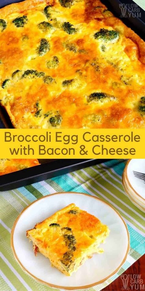 Broccoli Egg Casserole, Egg Casserole With Bacon, Meals With High Protein, Egg And Cheese Casserole, Carb Quick, Casserole With Bacon, Egg And Grapefruit Diet, Broccoli Bacon, Bacon Casserole