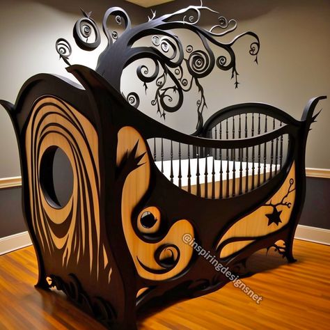 Crib Designs Inspired By The Nightmare Before Christmas – Inspiring Designs Gothic Baby Nursery, Gothic Nursery, Crib Design, Gothic Baby, Goth Baby, Baby Room Themes, Fun Nursery, Dark Home Decor, Nursery Room Inspiration