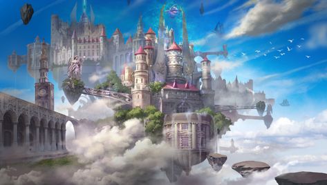 الفن الرقمي, Episode Interactive Backgrounds, Episode Backgrounds, Floating City, Fantasy Worlds, Spaceship Art, Fantasy Theme, Fantasy City, Fantasy Castle