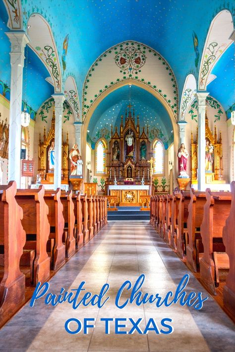 The painted churches of Texas are truly unexpected treasures. Simple exteriors open to reveal beautiful works of art reminiscent of the ornate church interiors found in Central Europe. Painted Churches, Texas Adventure, Travel Texas, Travel Foodie, Texas Vacations, Travel Culture, London Pubs, Travel Budget, Usa Travel Guide