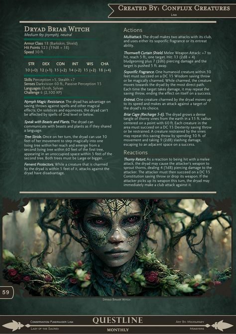 D D 5e Homebrew, Dnd Enemies, Homebrew Monsters, Dungeons And Dragons Rules, Dungeons And Dragons Races, Monster Manual, Plant Monster, Dnd Homebrew, Dnd Campaign