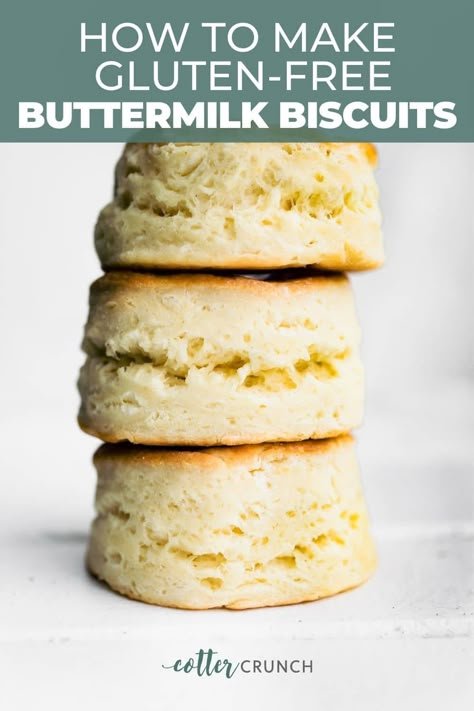 How to Make Gluten-Free Buttermilk Biscuits with a photo tutorial. Easy step-by-step instructions of making homemade biscuits with extra tips on how to make gluten-free biscuits flaky! Gluten Free Biscuit Recipe, Biscuits Flaky, Gluten Free Buttermilk Biscuits, Buttermilk Biscuit Recipe, Buttermilk Biscuit, Gluten Free Biscuits, Gluten Free Recipes Bread, Gluten Free Breads, Holiday Brunch