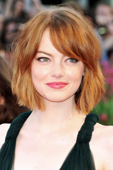 Baby Bob Hairstyle - Celebrity Short Hair Trend Growing Out Bangs, Easy Hairstyles For Medium Hair, Choppy Bob Hairstyles, Round Faces, Short Hair Styles Easy, Haircuts With Bangs, Natalie Portman, Long Bob, Emma Stone