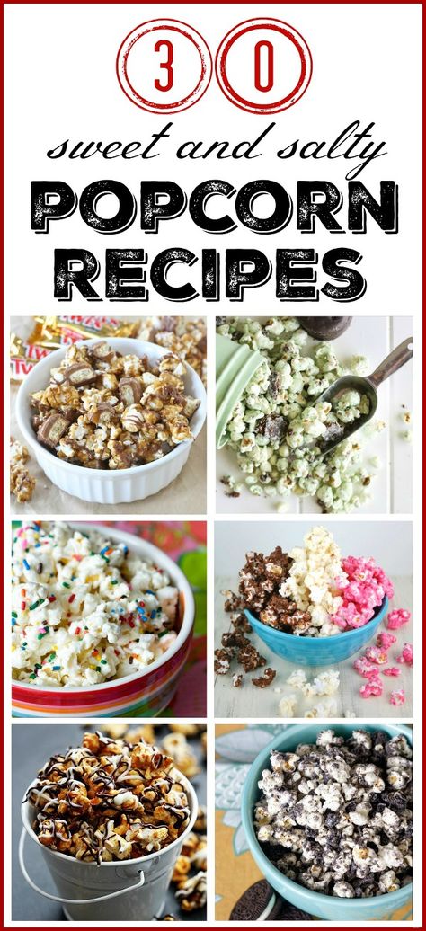 30 sweet and salty popcorn recipes Salty Popcorn Recipes, Yummy Popcorn Recipes, Popcorn Recipes Savory, Sweet And Salty Popcorn, Flavored Popcorn Recipes, Popcorn Recipes Sweet, Popcorn Recipes Easy, Savory Popcorn, Gourmet Hot Chocolate