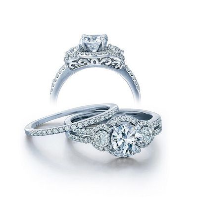 1-3/4 CT. T.W. Diamond Bridal Set in 14K White Gold - Zales *this is gorgeous Engagement Rings With Bands, Rings With Bands, Princess Cut Diamond Wedding Rings, Beautiful Wedding Ring Sets, Wedding Ring Sets Vintage, Moissanite Wedding Ring Set, Wedding Rings Princess Cut, Unique Engagement Ring Settings, Moissanite Wedding Ring