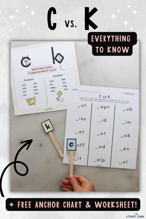 Learn the spelling generalizations for the /k/ sound and when to use C vs. K! Teaching this rule will be easy with the information and FREE printable resources! Download our helpful anchor chart and a practice worksheet to help your students become proficient spellers with C and K. When To Use C Or K Anchor Chart, K Or C Spelling Rule, C K Rule, C And K Rule Worksheets, C And K Anchor Chart, C Or K Anchor Chart, When To Use C Or K, C And K Rule Poster, Phonics Rules Free Printable