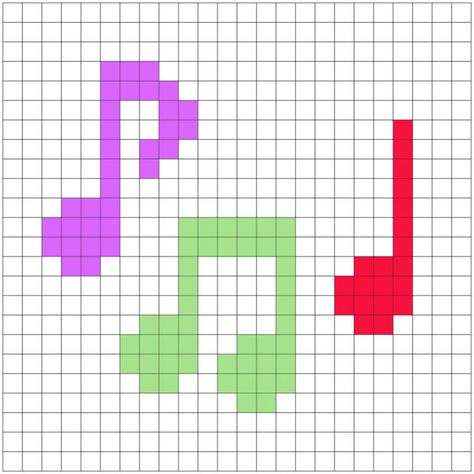 Music Note Crochet C2C Square - Repeat Crafter Me Cross Stitch Music Notes Patterns, Notes On Graph Paper, Crochet Music, Hey Dj, Repeat Crafter Me, Diy Perler Bead Crafts, Crochet Blanket Pattern, Tapestry Crochet Patterns, Pola Kristik