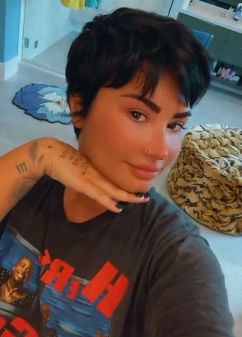 Demi Lovato Pixie Hair, Demi Lovato Pixie, Demi Lovato Short Hair, Vintage Haircuts, Future Style, Makeup Tattoos, Short Pixie Cut, Favorite Hairstyles, Short Hair Styles Pixie